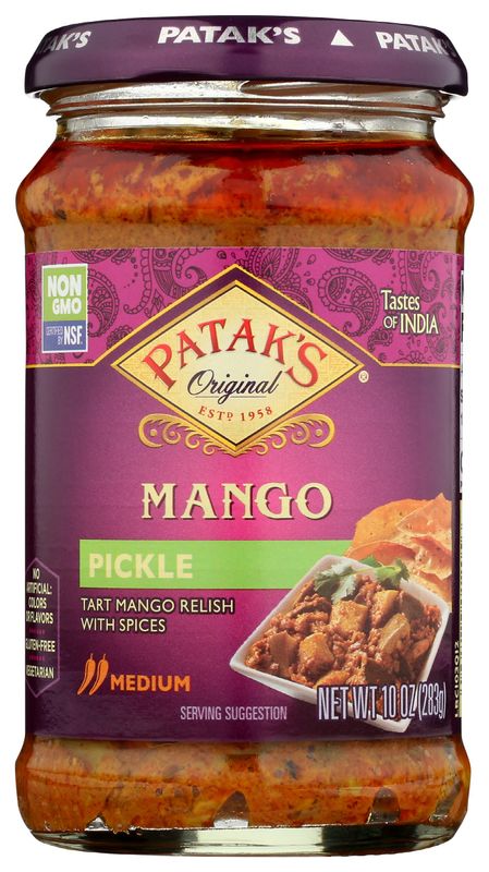 Patak&#39;s Pickled Mango, Medium Spice, No Artificial Flavor, No Preservatives, 10 Ounce (Pack of 6)