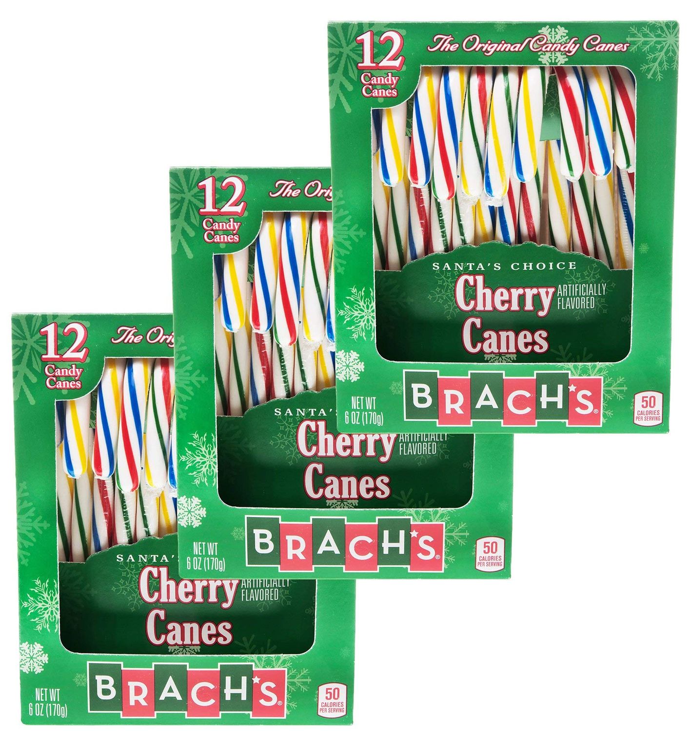 Brach&#39;s Cherry Candy Canes 6 oz. 12 Ct for Christmas - Assortment Variety - 3 Pack (Cherry)