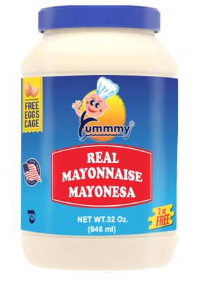 Yummmy Real Mayonnaise 32oz - Mayonesa 32oz. Made with Cage Free Eggs.
