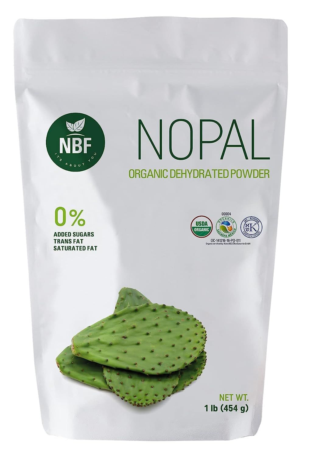 NBF, Organic Nopal Powder, Fiber Supplement, Keto, Sugar Free, Gut Support, Ideal for Smoothies, juices and More Drinks, Vegan Friendly, Organic Fiber That Supports Digestion,16 oz