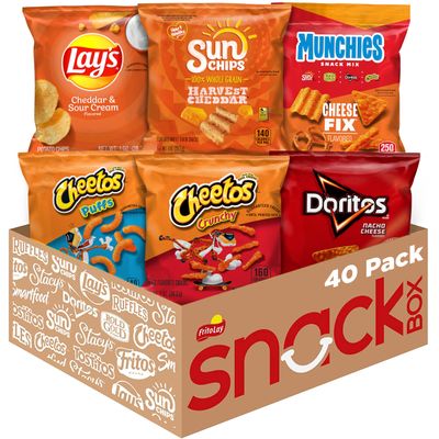 Frito Lay, Cheesy Mix 6 Flavor Variety Pack, Single Serve Bags (40 Pack), Doritos, Cheetos, Lay&#39;s, Munchies, SunChips