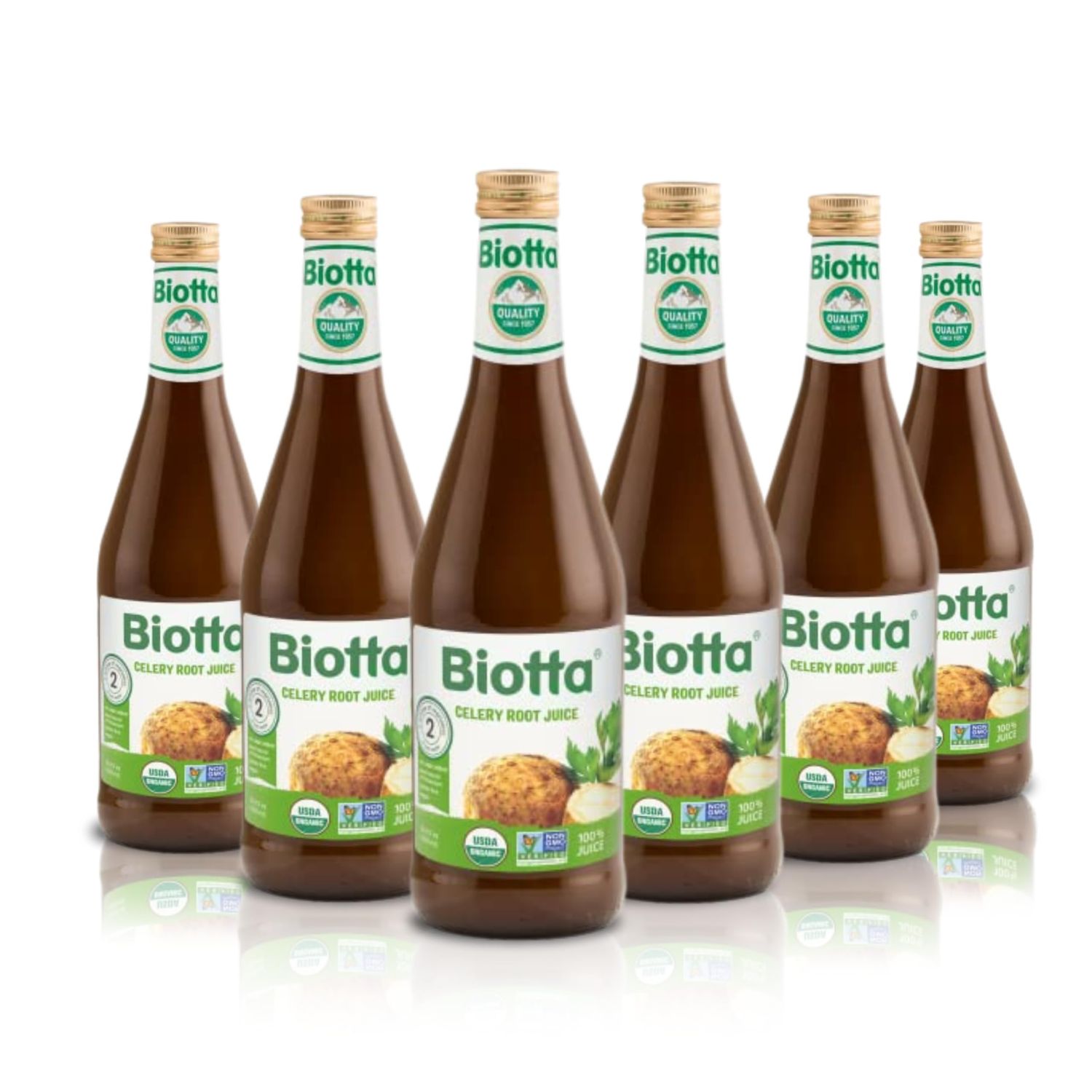 Biotta Organic Celery Root Juice - 100% Celery Juice Superfood For Kidney Support, Immune Support &amp; Hydration - Good Source of Potassium (16.9 Fl Oz, Pk of 6)