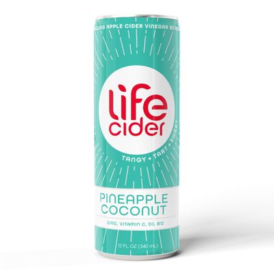 Life Cider | 12 Pack (12 Fl Oz) | Pineapple Coconut | Sparkling Apple Cider Vinegar Beverage | Aids Digestion &amp; Immune System | Vitamin C, D3, Zinc, B12