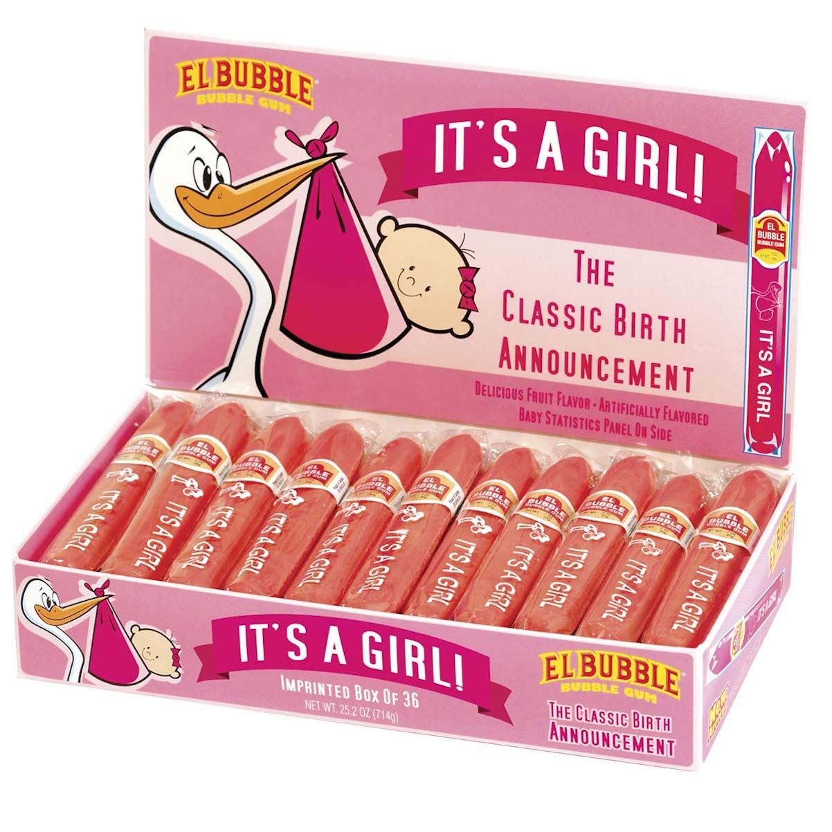 Dubble Bubble It&#39;s A Girl Bubble Gum Cigars (Pack of 36)