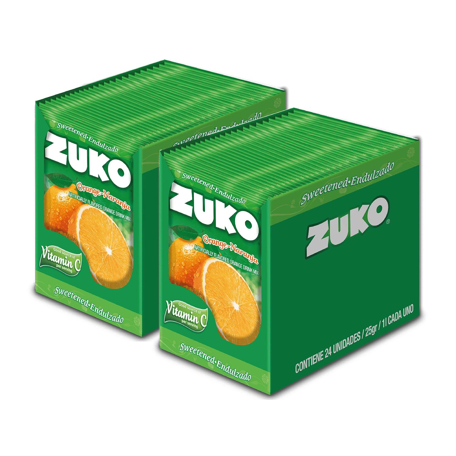 ZUKO Orange Instant Powder Drink, 24 Individual Bags 0.9 Oz, No Sugar Needed (Pack of 2)