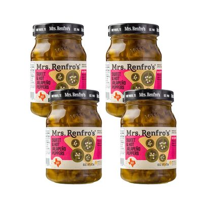 Mrs. Renfro&#39;s Sweet and Hot Jalapeo Peppers | Gluten Free, 16-oz Jar (Pack of 4)