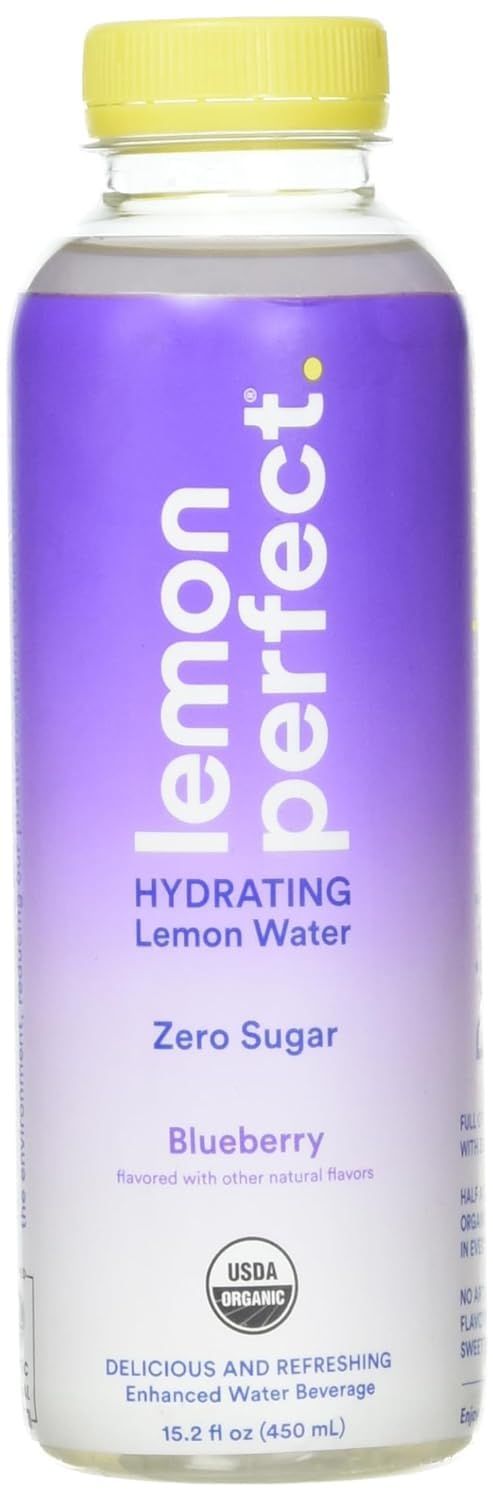 Lemon Perfect Blueberry, Hydrating Flavored Lemon Water, Zero Sugar, Delicious and Refreshing, Organic, 15.2 fl oz Bottle