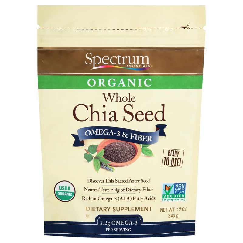 Spectrum Essentials Organic Chia Seed, Omega-3 &amp; Fiber, 12 Oz