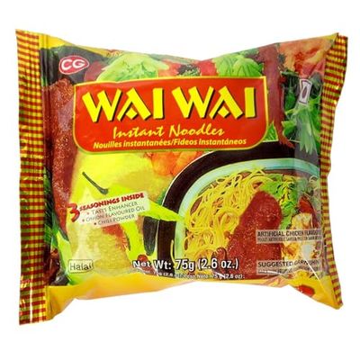 Wai Wai Instant Noodles, Chicken Flavored, 2.6-Ounce 75g Packages (Pack of 30)