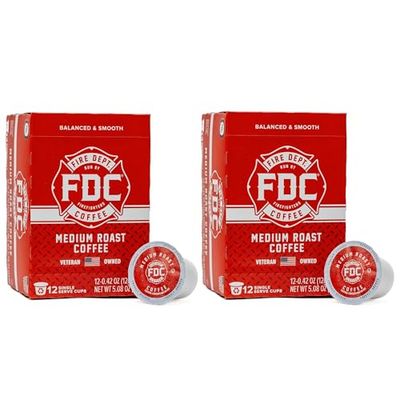 Fire Department Coffee - Gives Back to Firefighters - Original Medium Roast Coffee Pods - Balanced &amp; Smooth - Roasted in the USA - Made with Premium Coffee Beans - Veteran Owned - 24 Single Pods