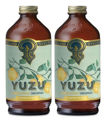 Portland Syrups Yuzu Syrup - Yuzu Beverage Concentrate for Cocktails, Mocktails, Tea, Soda, Coffee, &amp; Baking - Bright Citrus Flavor for Refreshing Drinks - 12 oz Bottle, 24 Servings, Pack of 2