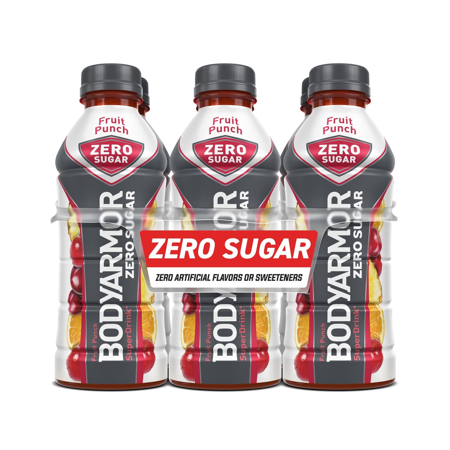 BODYARMOR ZERO Sugar Fruit Punch, Sugar Free Sports Drink - Low-Calorie Hydration - Natural Flavors with Potassium Packed Electrolytes, Antioxidants, and B-vitamins, 20 fl oz (pack of 6)