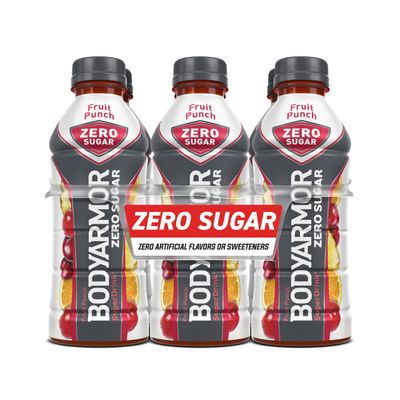 BODYARMOR ZERO Sugar Fruit Punch, Sugar Free Sports Drink - Low-Calorie Hydration - Natural Flavors with Potassium Packed Electrolytes, Antioxidants, and B-vitamins, 20 fl oz (pack of 6)