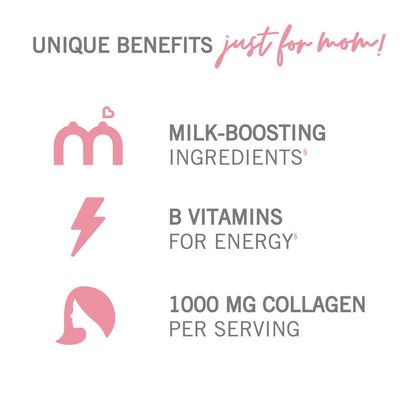 Munchkin Milkmakers Lactation Drink Mix Supplement with B Vitamins/Collagen/Fenugreek &amp; Milk Thistle for Breastfeeding Moms, Berry Lemonade, 14 Count