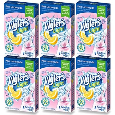 Wyler&#39;s Light Singles To Go Drink Mix, Pink Lemonade, 6 pack (48 Drink Sticks Total)