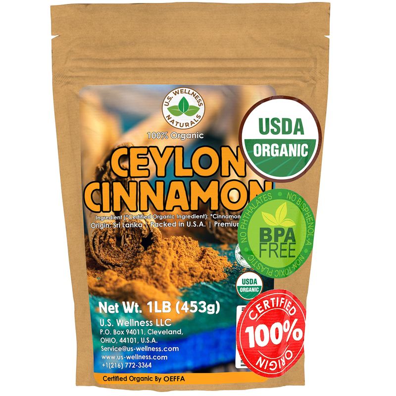 Ceylon Cinnamon Powder (1LB) | 100% CERTIFIED Organic | Freshly Ground Premium Sri Lanka Cinnamon For Exquisite Flavor and Aroma | Gluten Free &amp; Non-GMO | Controlled and Packed in USA Food Facility