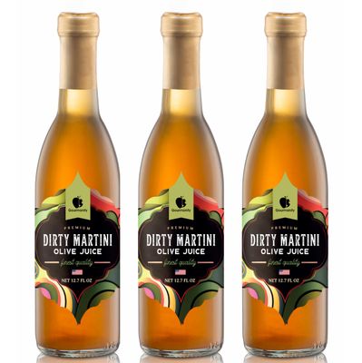 Gourmanity Olive Juice for Dirty Martinis, Premium Olive Brine an Ideal Martini Mix, Classic Cocktail Enhancer, Addition to Your Home Bar 12oz Bottle (Pack of 3)