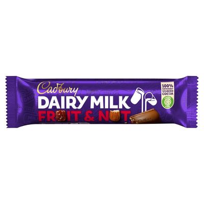 Cadbury Dairy Milk Fruit &amp; Nut Chocolate Bar Single 49g Bar (Pack of 48)