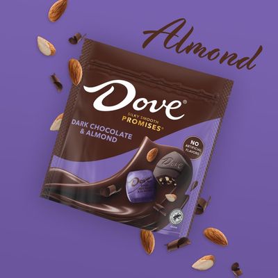 DOVE PROMISES Dark Chocolate Almond Christmas Candy, 6.74 oz Resealable Bag (Pack of 8)