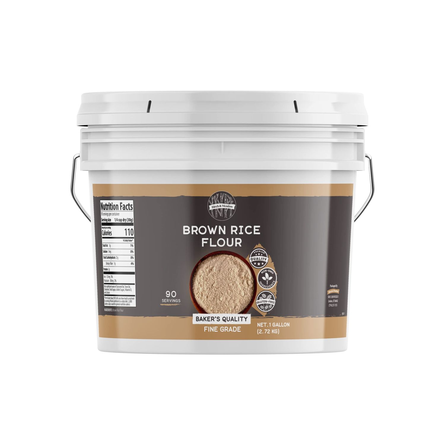 Birch &amp; Meadow 1 Gallon of Brown Rice Flour, Gluten-free, Non-GMO, Pancakes &amp; Breads