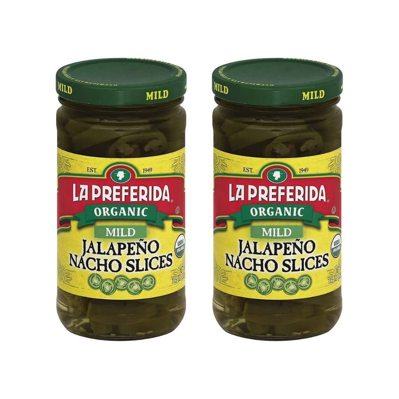 Organic Mild Jalapeo Slices: The Perfect Topping for Tacos, Nachos, and Burgers, La Preferida, 11.5 oz (Pack of 2)