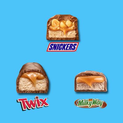 SNICKERS, TWIX, &amp; MILKY WAY Minis Chocolate Candy Bars Variety Pack, 150 Ct Bulk Bag