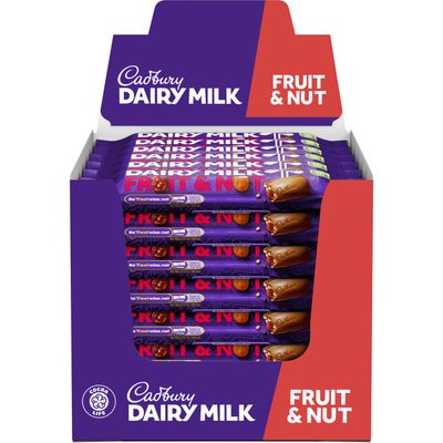 Cadbury Dairy Milk Fruit &amp; Nut Chocolate Bar Single 49g Bar (Pack of 48)