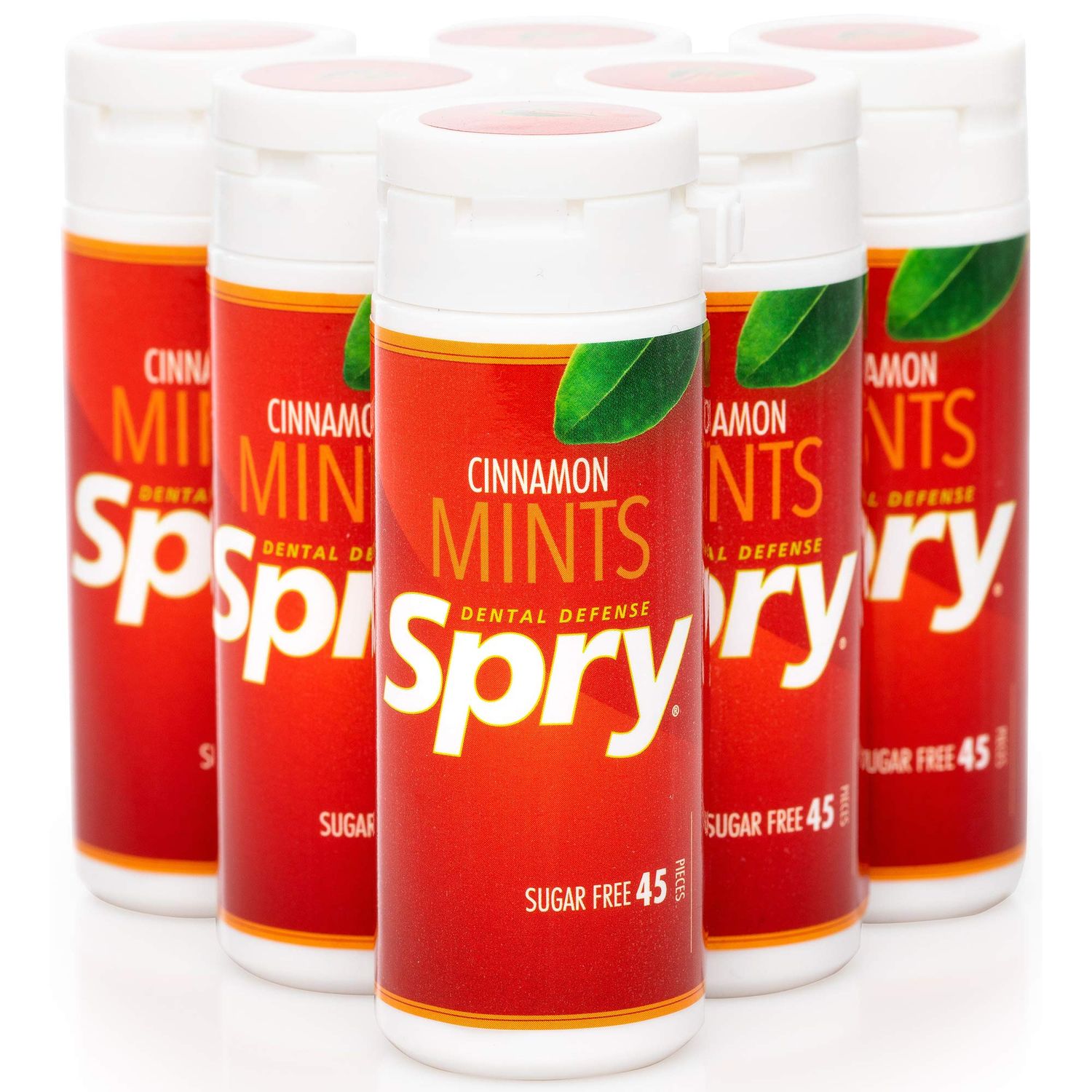 Spry Xylitol Cinnamon Mints Sugar Free Candy - Breath Mints That Promote Oral Health, Dry Mouth Mints That Increase Saliva Production, Stop Bad Breath, 45 Count (Pack of 6)