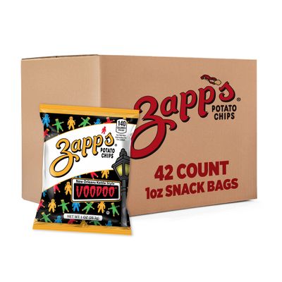 Zapp&#39;s New Orleans Voodoo Potato Chips, 42 Count - Crunchy, Gluten Free Snack with Salt, Vinegar, and Smoky BBQ Flavors