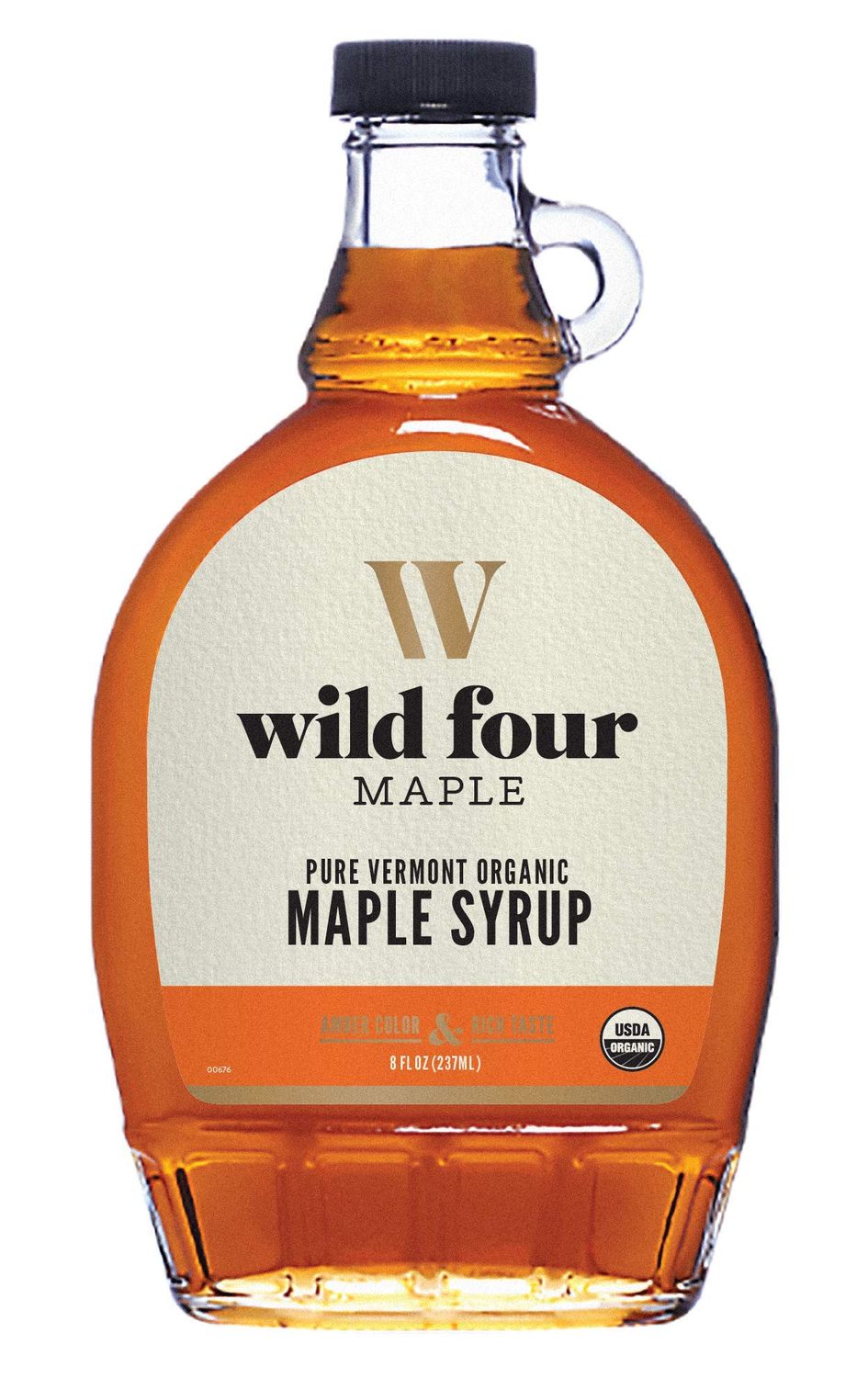 WildFour Organic Maple Syrup, 100% Pure, Gluten Free, Vegan Maple Syrup with No Artificial Flavors, Grade A, Amber Color, Rich Taste 237 ml (8oz.)