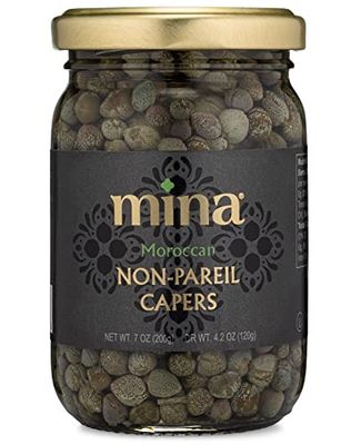 Mina Capers Non Pareil 7 oz, Perfect Mediterranean Seasoning or Garnish, Moroccan Capers Jar, Made with only Capers, Water, Vinegar and Sea Salt, Non GMO, Keto, Vegan, Gluten Free