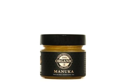 100 ORGANIC NEW ZEALAND Raw Manuka Honey 500MGO 8oz glass jar, Hive to Hand, Superfood, Independently certified, Non-GMO