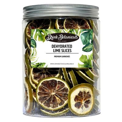Dehydrated Dried Lime Slices | Lime Wheels | 50 + Servings Approx. | 100% Natural No Added Sugars | Cocktails, Wreath Making, Tea, Cakes, Decoration | Dried Limes For Cocktails | PET Jar | 4.9 oz