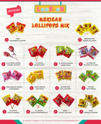 Mexican Candy Lollipops - Dulce Mexicanos Surtidos - Variety Pack of Sweet, Sour, Salty &amp; Spicy - Mexican Candies Snacks (36 Count)
