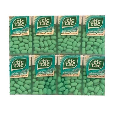 Tic Tac Wintergreen Mints | Wintergreen Tic Tacs | Wintergreen Mints | Mint Flavored Candy | Pack of 8 | 1 oz Each