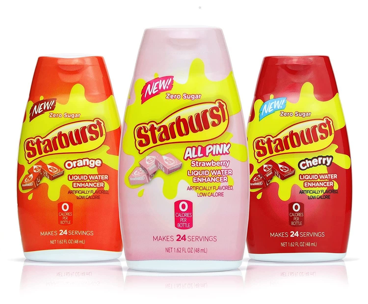 Starburst Liquid Water Enhancer Variety Pack of 3 | 1 Bottle Each Flavor - Strawberry, Orange and Cherry | Zero Sugar Zero Calorie Water Flavoring Drops