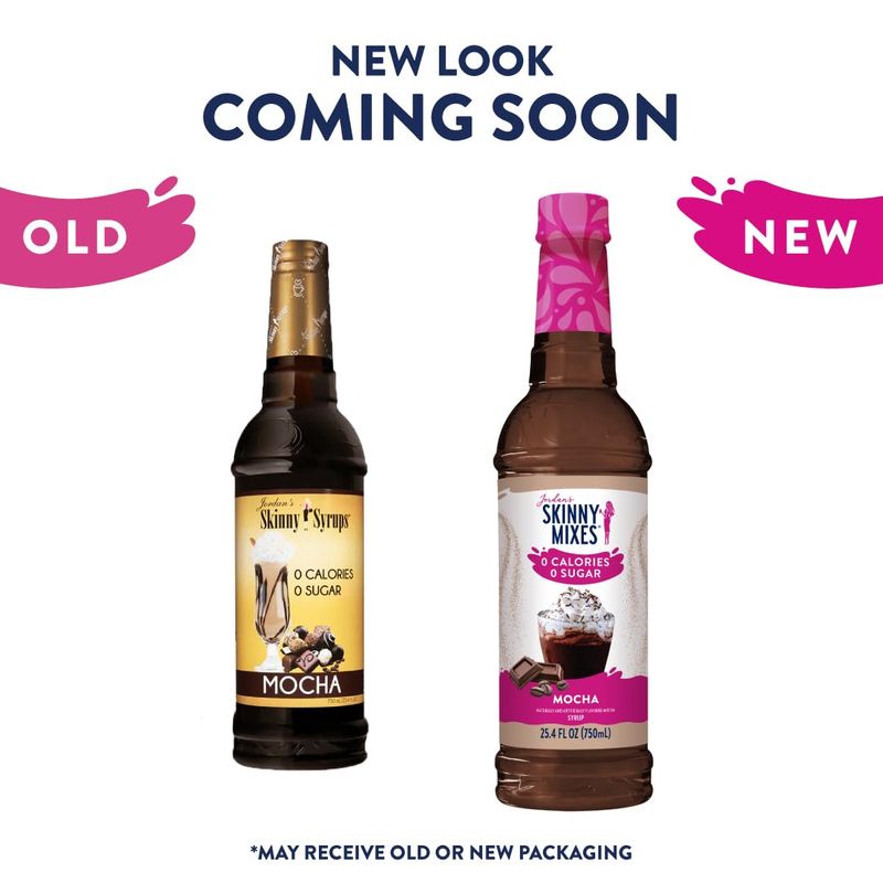 Jordan's Skinny Syrups Sugar Free Coffee Syrup, Mocha Flavor Drink Mix, Zero Calorie Flavoring for Chai Latte, Protein Shake, Food &amp; More, Gluten Free, Keto Friendly, 25.4 Fl Oz, 1 Pack