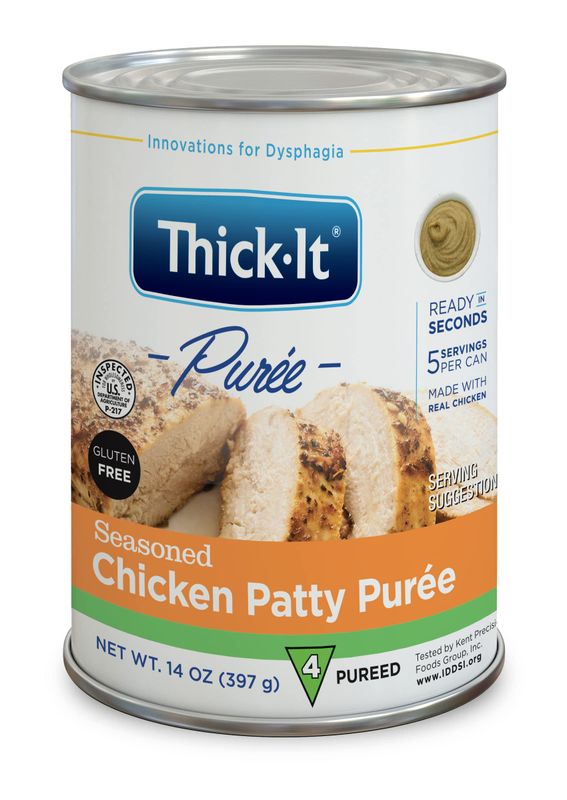 Thick-It Pureed Seasoned Chicken Patty (IDDSI), Made with Real Chicken, Savory Flavor, Digestible Swallowing Aid, Simple-to-Use, 15 oz Can (12 Pack)