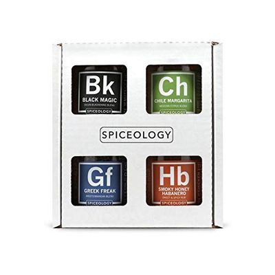 Spiceology - 4-Pack Signature Series - Smoky Honey Habanero, Chile Margarita, Greek Freak, and Black Magic - Grilling Spices - BBQ Rubs Gift Sets - Spices and Seasonings Set