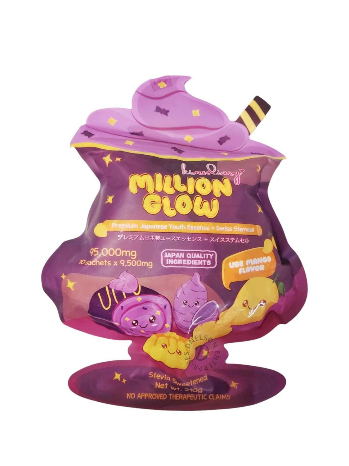 Kimsdiary Million Glow UBE MANGO Drink, 10 Sachets