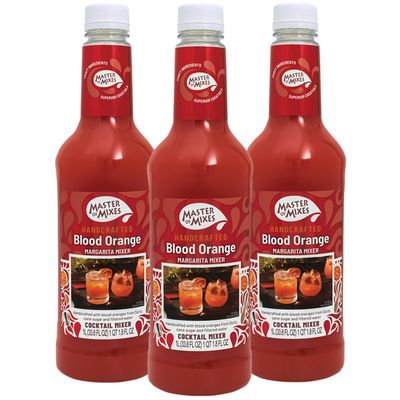 Master of Mixes Blood Orange Margarita Drink Mix, Ready To Use, 1 Liter Bottle (33.8 Fl Oz), Pack of 3