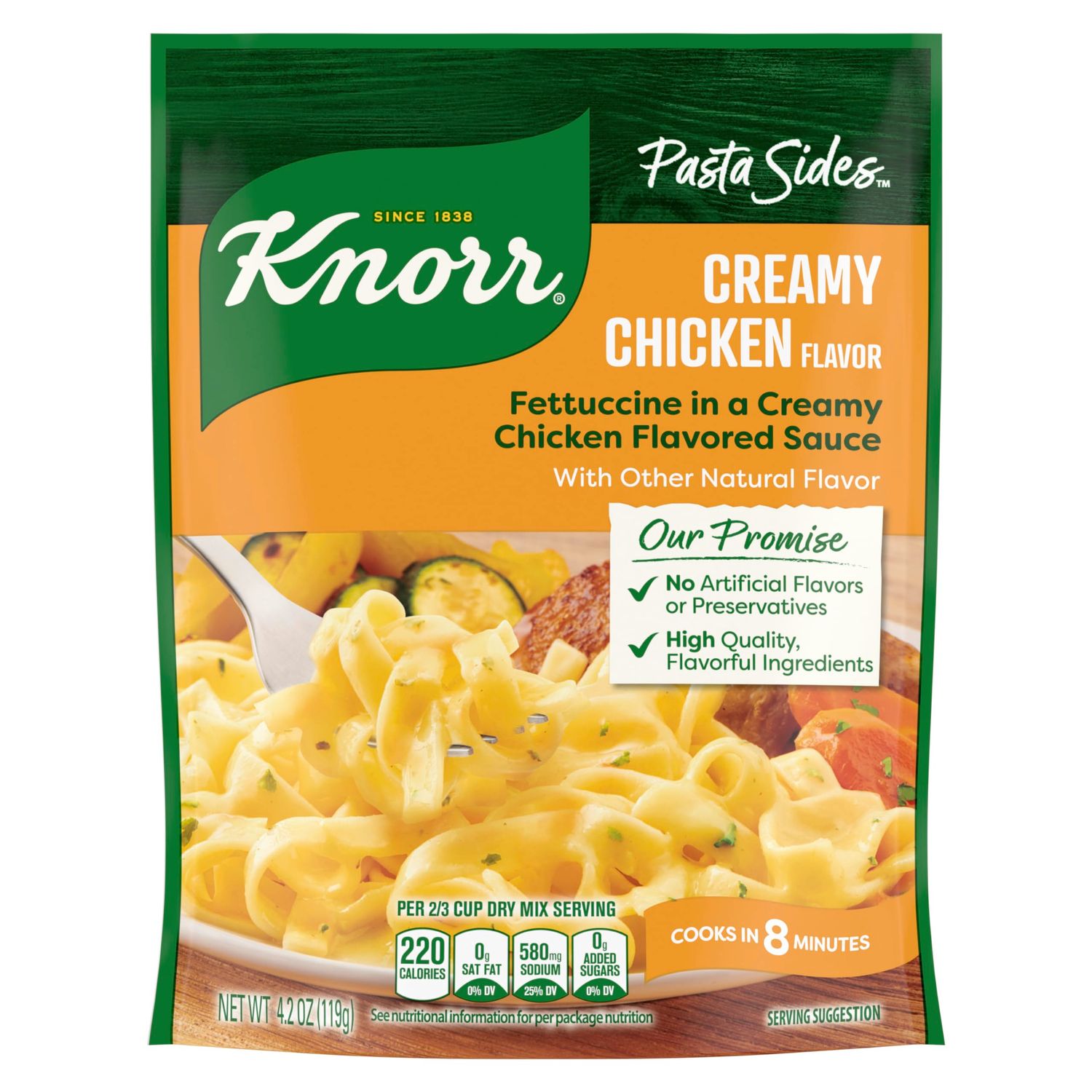 Knorr Pasta Sides Creamy Chicken For Delicious Quick Pasta Side Dishes No Artificial Flavors, No Preservatives, No Added MSG 4.2 oz