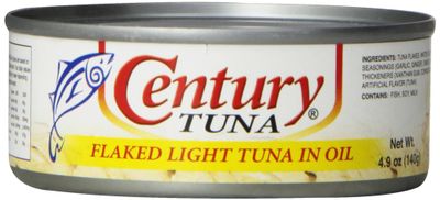 Century Tuna Flaked Light Tuna in Oil | High in Protein and Rich in Omega 3 DHA Canned Tuna, 4.9 Ounce (Pack of 12)
