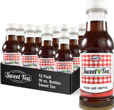 Iced Tea Sweet, Real Brewed, Pure Cane Sugar, Caffeinated, All Natural No Artificial Flavors or Colors by Southern Sweet Tea Company 12PK