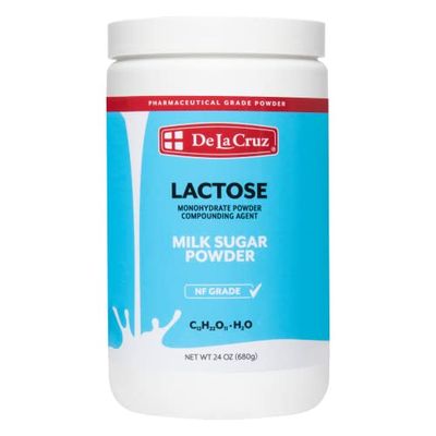 De La Cruz Lactose Powder - Pure Lactose Monohydrate Milk Sugar NF Grade, 24 OZ