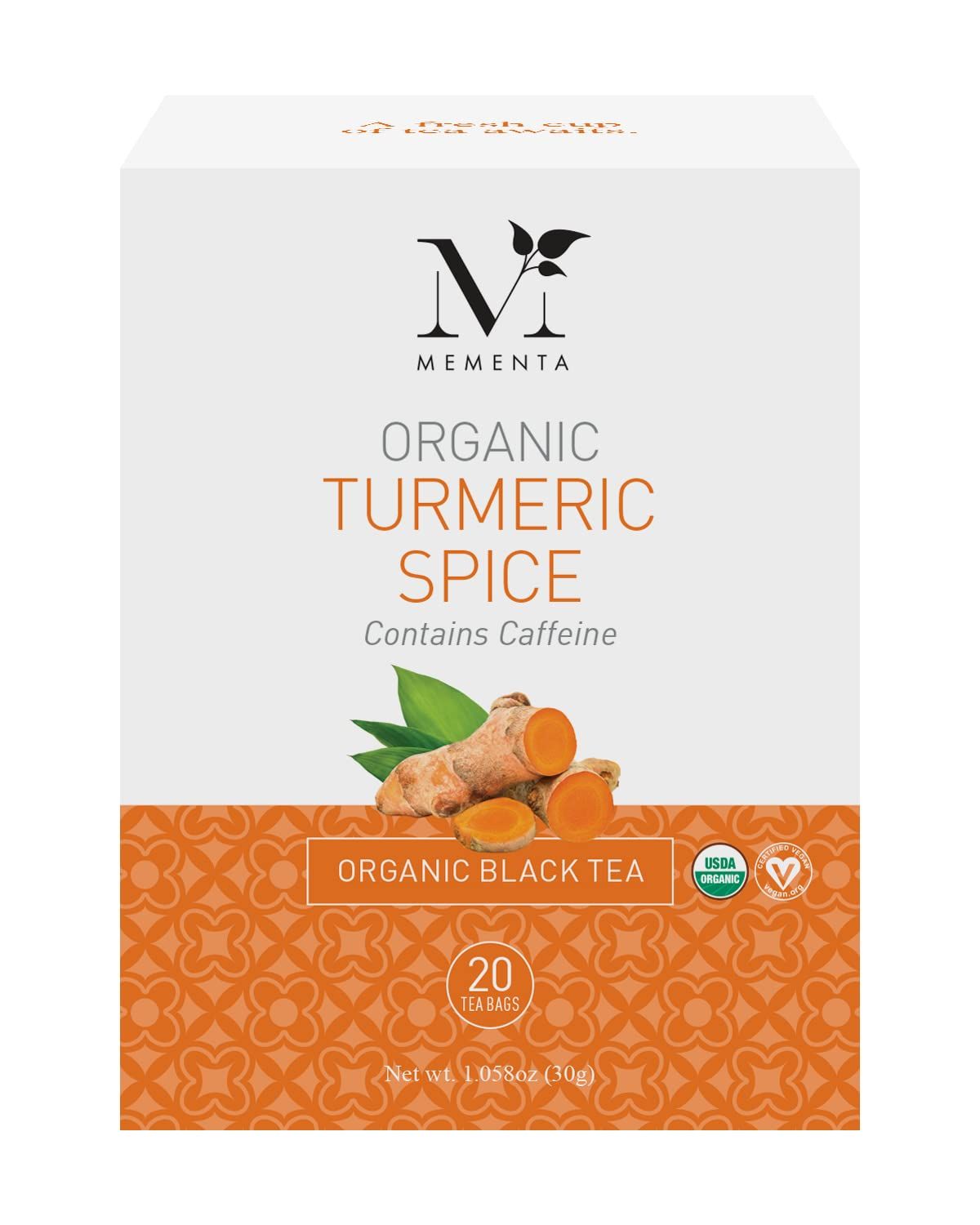 Mementa Organic Turmeric Black Tea, 20 count (Pack of 1)