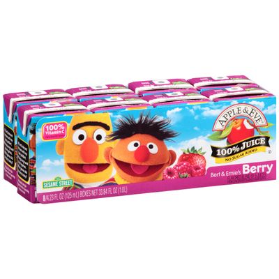 Apple &amp; Eve Sesame Street Juice, Bert and Ernie&#39;s Berry, 4.23 Fluid-oz., Pack of 8