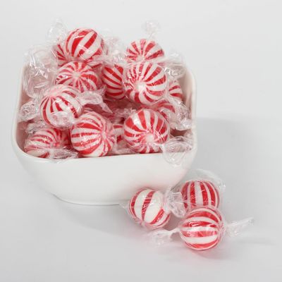 Peppermint Balls - 3 Pounds - Bulk Red Mint Hard Candy - Red and White Valentine's Day Candy - Bulk Individually Wrapped Mints