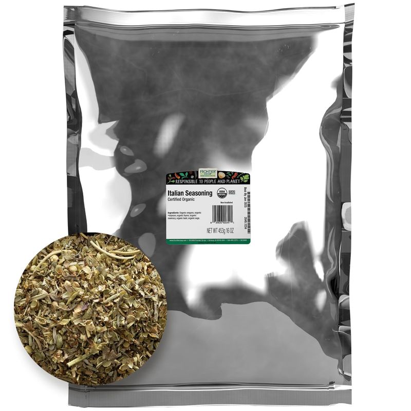 Frontier Co-op Organic Italian Seasoning 1lb - Bulk Dried Oregano, Thyme, Rosemary, Basil, Sage &amp; Marjoram - Wholesale Spices and Seasonings