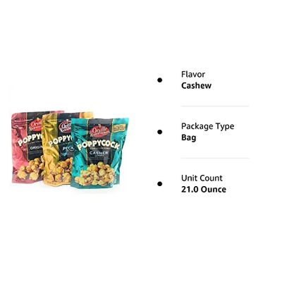 Orville Redenbacher Poppycock Variety Pack of Original, Pecan Delight, and Cashew Lovers, 7 oz Each
